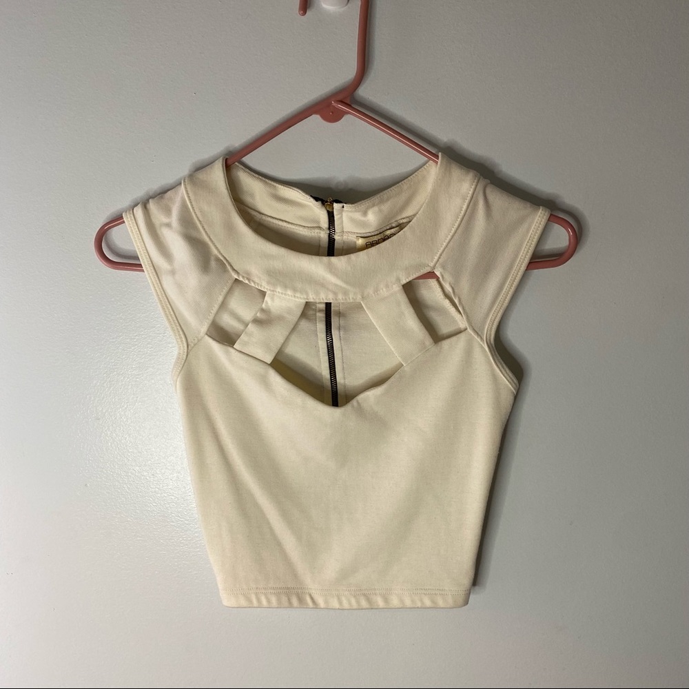 90s White Astro Cut out crop top